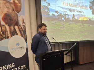 Jamie Heinrich presenting at the Animal Health Australia Members’ Forum in March 2026.